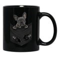 Cute Black Frenchies French Bulldog In Pocket For Dog Lovers Owner Black Coffee Mug, Gift Coffee Mug - Black