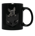 Cute Black Frenchies French Bulldog In Pocket For Dog Lovers Owner Black Coffee Mug, Gift Coffee Mug - Black