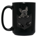 Cute Black Frenchies French Bulldog In Pocket For Dog Lovers Owner Black Coffee Mug, Gift Coffee Mug