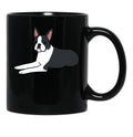 Cute Boston Terrier Illustration Black Coffee Mug, Gift Coffee Mug - Black
