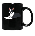 Cute Boston Terrier Illustration Black Coffee Mug, Gift Coffee Mug - Black