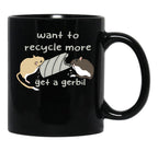 Cute Cardboard Eating Gerbils Say Recycle More Black Coffee Mug, Gift Coffee Mug - Black