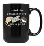 Cute Cardboard Eating Gerbils Say Recycle More Black Coffee Mug, Gift Coffee Mug