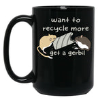 Cute Cardboard Eating Gerbils Say Recycle More Black Coffee Mug, Gift Coffee Mug