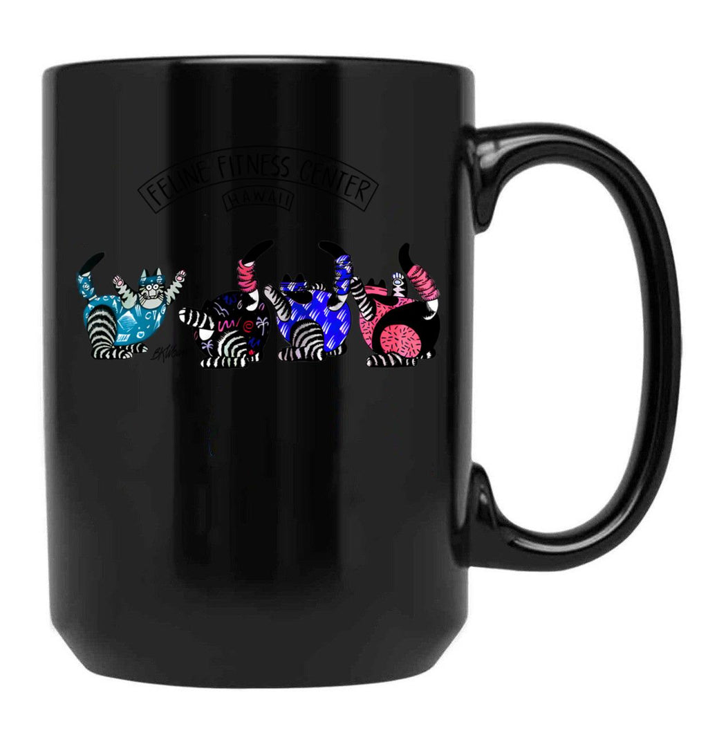 Cute Cat Feline Fitness Center Funny Cat Best Gift Ever Black Coffee Mug, Gift Coffee Mug