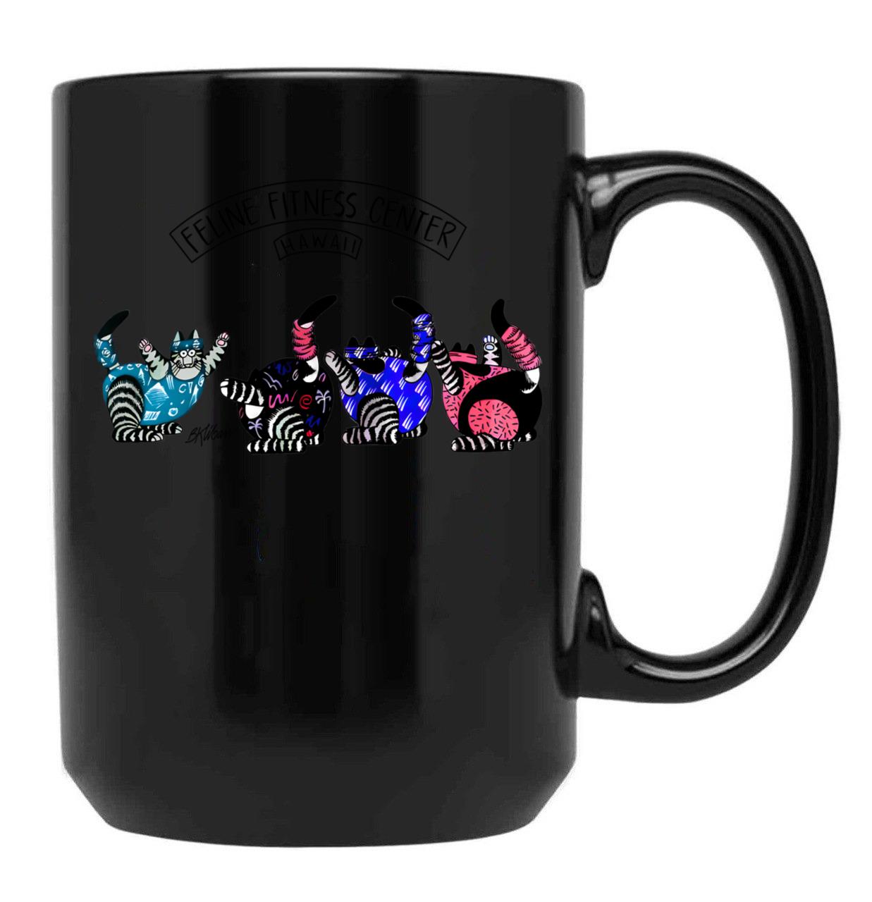 Cute Cat Feline Fitness Center Funny Cat Best Gift Ever Black Coffee Mug, Gift Coffee Mug