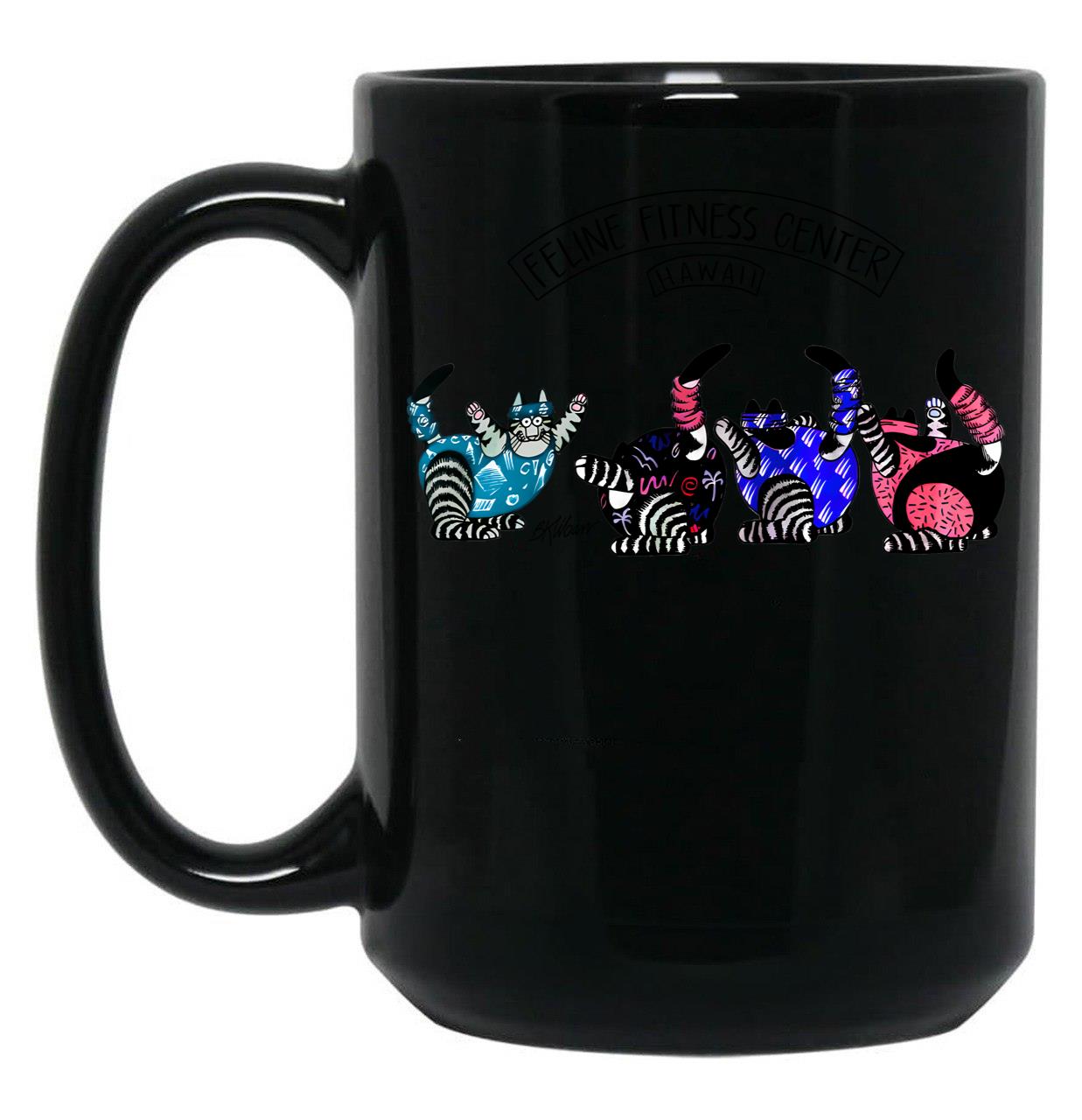 Cute Cat Feline Fitness Center Funny Cat Best Gift Ever Black Coffee Mug, Gift Coffee Mug