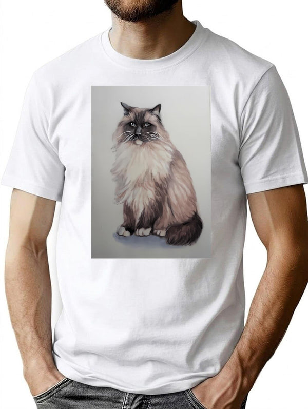 Cute Cat T-Shirt for Men & Women, T-Shirts Graphic Tee - White