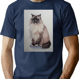 Cute Cat T-Shirt for Men & Women, T-Shirts Graphic Tee - Navy
