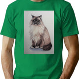 Cute Cat T-Shirt for Men & Women, T-Shirts Graphic Tee - Green
