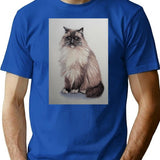 Cute Cat T-Shirt for Men & Women, T-Shirts Graphic Tee - Blue