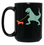 Cute Dachshund Dinosaur Funny Wiener Dog Black Coffee Mug, Gift Coffee Mug