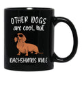Cute Dachshunds Rule Funny Dachsund Mom Doxie Dad Black Coffee Mug, Gift Coffee Mug - Black