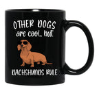 Cute Dachshunds Rule Funny Dachsund Mom Doxie Dad Black Coffee Mug, Gift Coffee Mug - Black