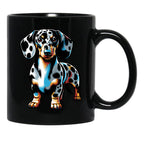 Cute Dapple Dachshund Black Coffee Mug, Gift Coffee Mug - Black