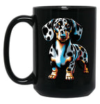 Cute Dapple Dachshund Black Coffee Mug, Gift Coffee Mug