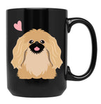 Cute Fawn Pekingese Peke Black Coffee Mug, Gift Coffee Mug