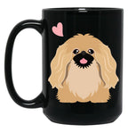 Cute Fawn Pekingese Peke Black Coffee Mug, Gift Coffee Mug