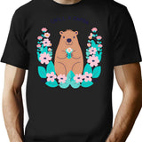 Cute Flowers With Capybara T-Shirt for Men & Women, T-Shirts Graphic Tee - Black