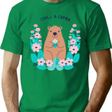 Cute Flowers With Capybara T-Shirt for Men & Women, T-Shirts Graphic Tee - Green