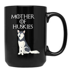 Cute Funny _ Unique Siberian Husky Dog Mom Black Coffee Mug, Gift Coffee Mug