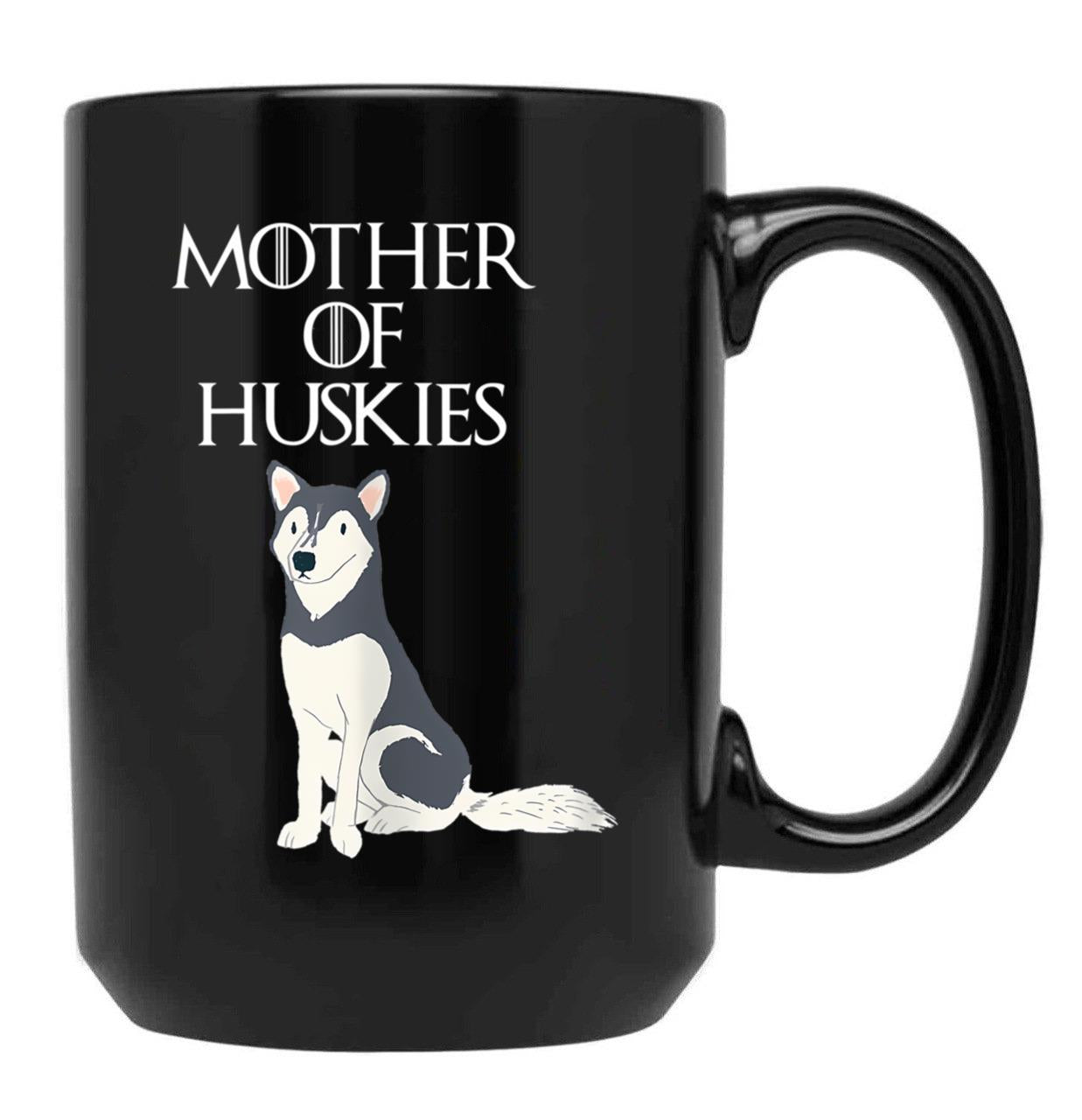 Cute Funny _ Unique Siberian Husky Dog Mom Black Coffee Mug, Gift Coffee Mug