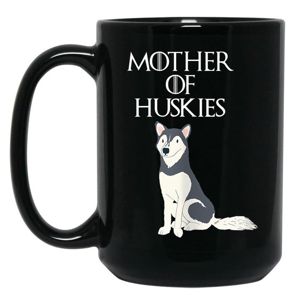 Cute Funny _ Unique Siberian Husky Dog Mom Black Coffee Mug, Gift Coffee Mug
