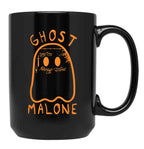 Cute Ghost Malone Fall Season Funny Halloween Spooky Season Black Coffee Mug, Gift Coffee Mug