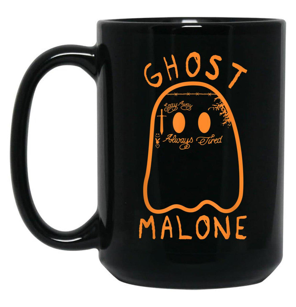 Cute Ghost Malone Fall Season Funny Halloween Spooky Season Black Coffee Mug, Gift Coffee Mug