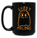 Cute Ghost Malone Fall Season Funny Halloween Spooky Season Black Coffee Mug, Gift Coffee Mug