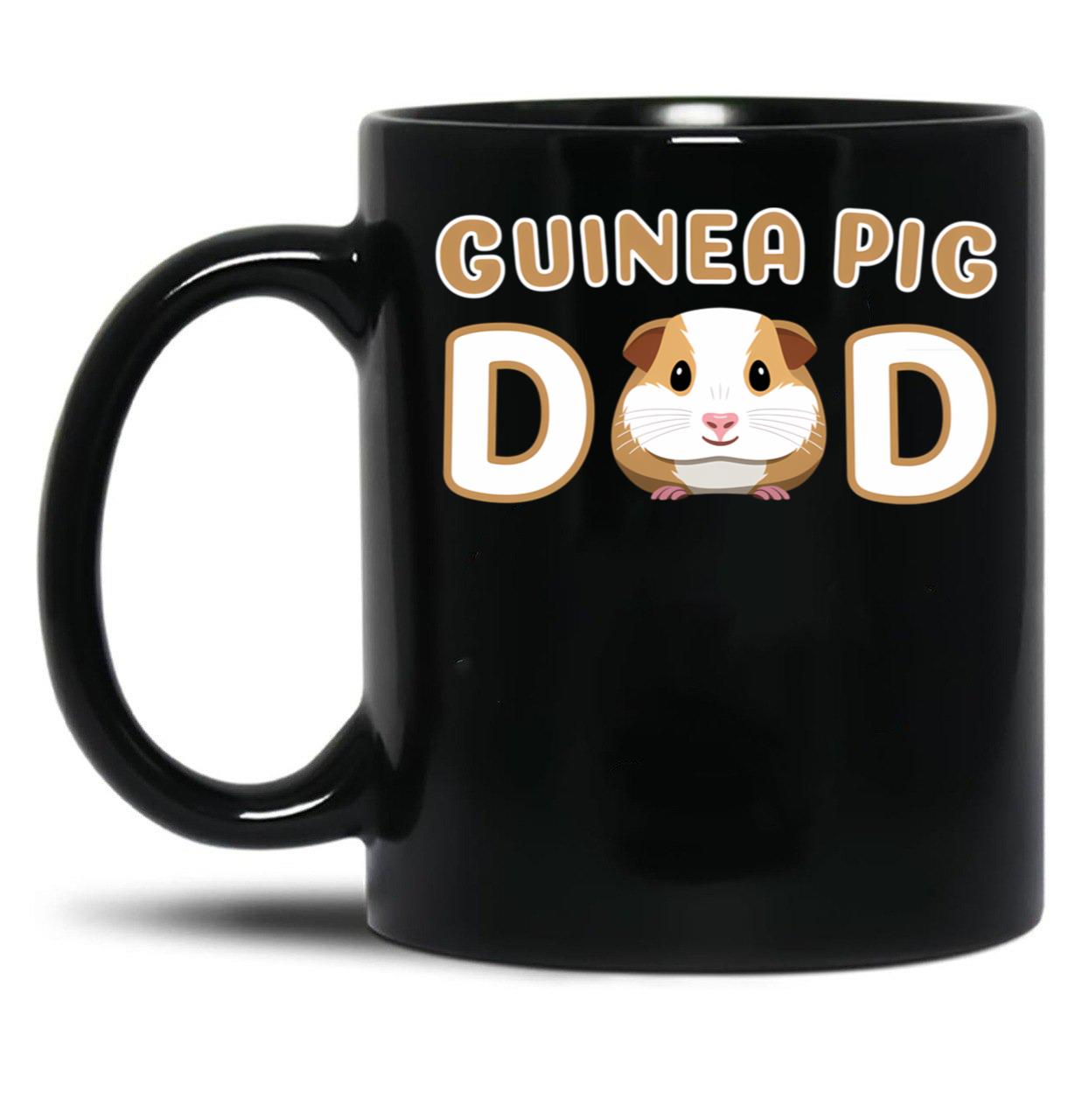 Cute Guinea Pig Dad Black Coffee Mug, Gift Coffee Mug - Black