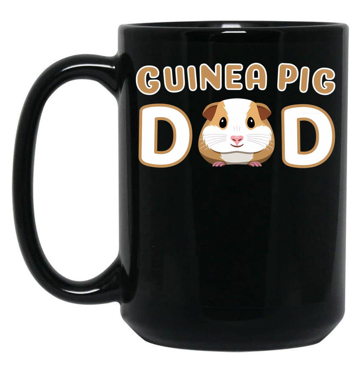Cute Guinea Pig Dad Black Coffee Mug, Gift Coffee Mug