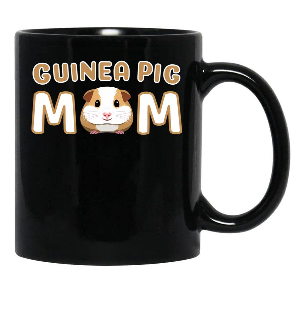 Cute Guinea Pig Mom Black Coffee Mug, Gift Coffee Mug - Black