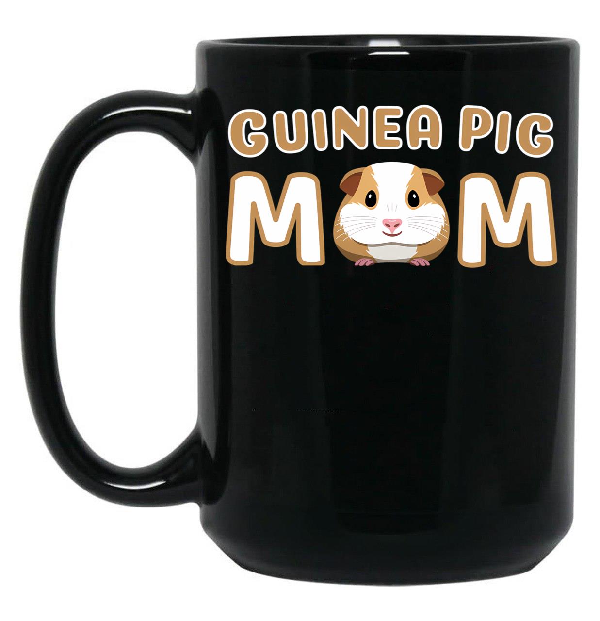 Cute Guinea Pig Mom Black Coffee Mug, Gift Coffee Mug