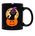 Cute Halloween Black Cat Witch Hat Pumpkin For Kids Girls Black Coffee Mug, Gift Coffee Mug - Black