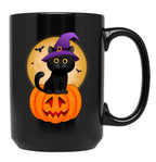 Cute Halloween Black Cat Witch Hat Pumpkin For Kids Girls Black Coffee Mug, Gift Coffee Mug