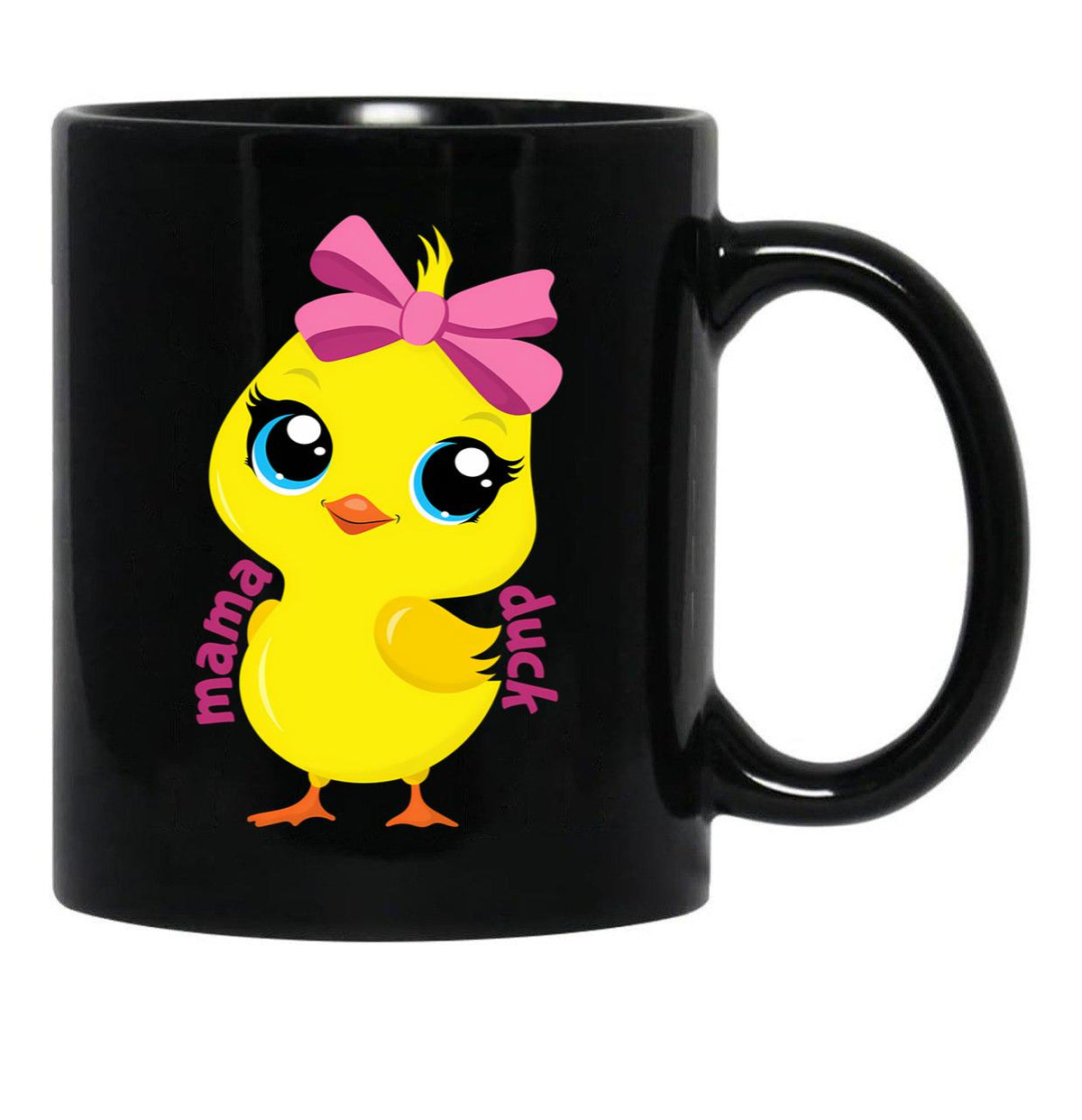 Cute Mama Duck Mom Mothers Day Black Coffee Mug, Gift Coffee Mug - Black