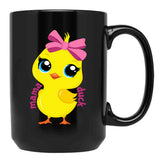 Cute Mama Duck Mom Mothers Day Black Coffee Mug, Gift Coffee Mug