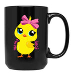 Cute Mama Duck Mom Mothers Day Black Coffee Mug, Gift Coffee Mug