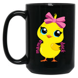 Cute Mama Duck Mom Mothers Day Black Coffee Mug, Gift Coffee Mug