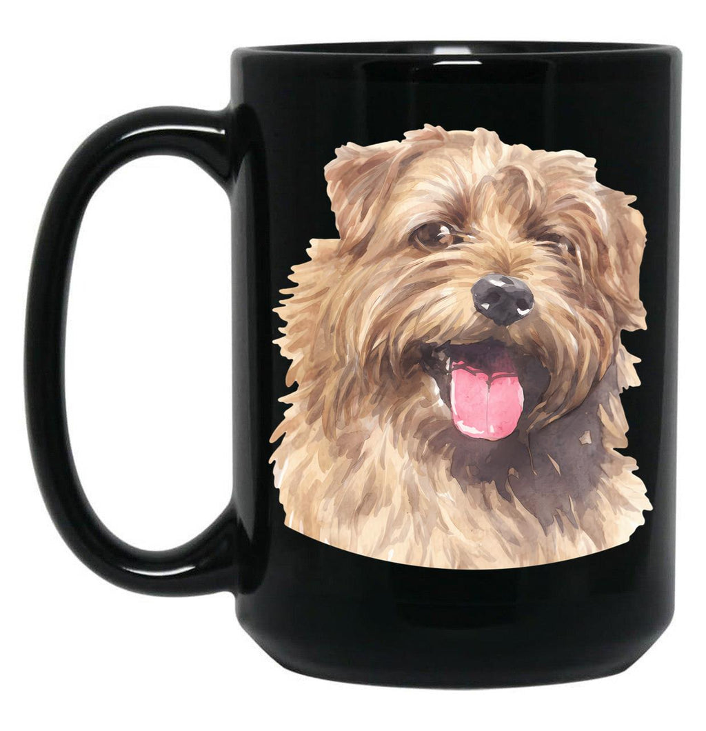 Cute Norfolk Terrier Watercolor Art Black Coffee Mug, Gift Coffee Mug