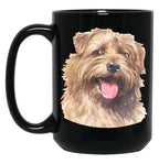 Cute Norfolk Terrier Watercolor Art Black Coffee Mug, Gift Coffee Mug