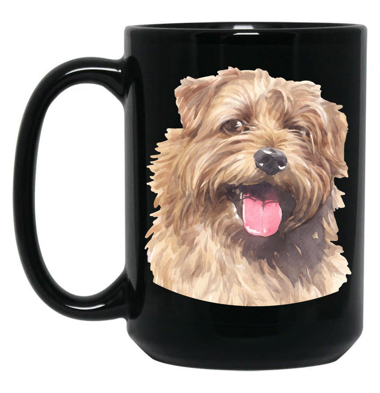 Cute Norfolk Terrier Watercolor Art Black Coffee Mug, Gift Coffee Mug