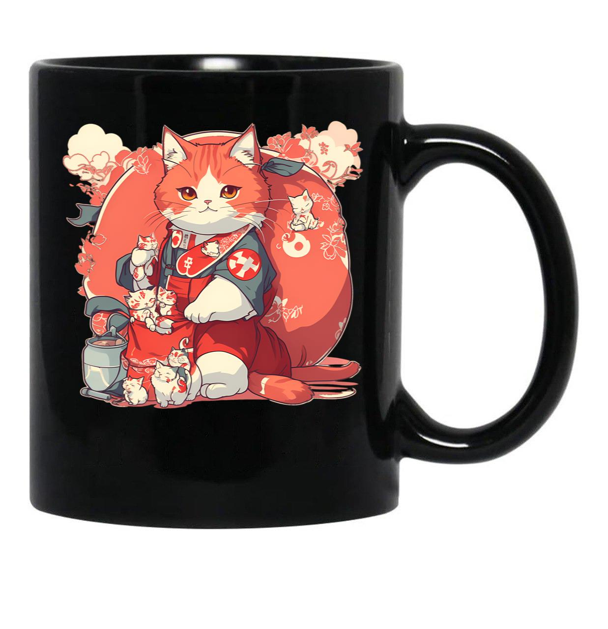 Cute Nurse Cat Mom Black Coffee Mug, Gift Coffee Mug - Black