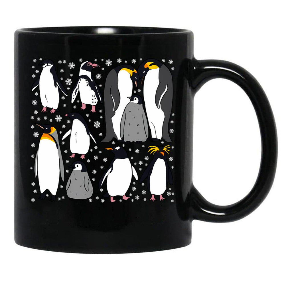 Cute Penguin Pattern Black Coffee Mug, Gift Coffee Mug - Black