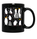 Cute Penguin Pattern Black Coffee Mug, Gift Coffee Mug - Black