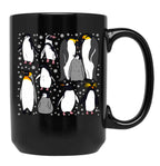 Cute Penguin Pattern Black Coffee Mug, Gift Coffee Mug