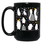 Cute Penguin Pattern Black Coffee Mug, Gift Coffee Mug