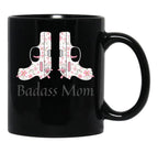 Cute Pink Gun For Badass Mom Black Coffee Mug, Gift Coffee Mug - Black