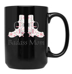 Cute Pink Gun For Badass Mom Black Coffee Mug, Gift Coffee Mug